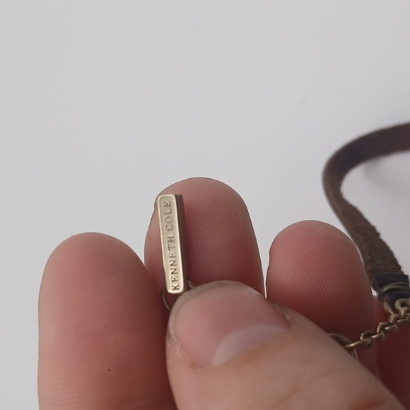 Kenneth Cole Gold tone and Citrine Choker with Leather Strap - Picture 6 of 6